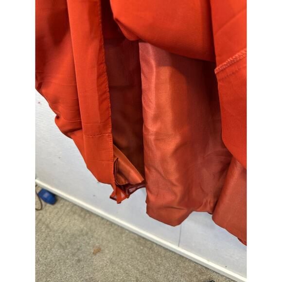 NWT Red Satin Strapless Wedding Prom Dress Lace and Sheer Overlay XS/S - Picture 9 of 11